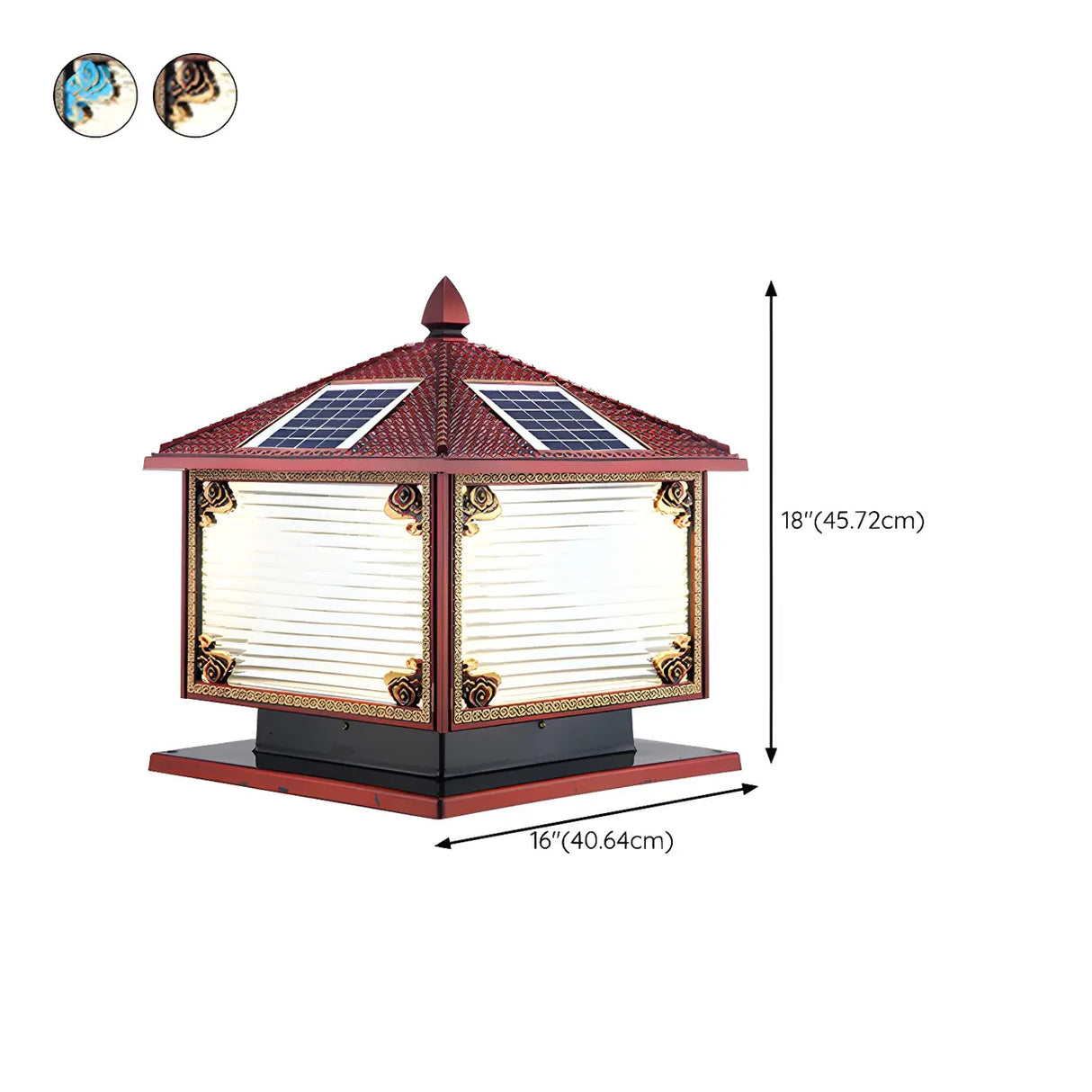 Traditional Square Building Solar Outdoor Pillar Table Lamp Image - 23