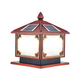 Traditional Square Building Solar Outdoor Pillar Table Lamp Image - 3