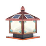 Traditional Square Building Solar Outdoor Pillar Table Lamp Image - 5