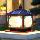 Traditional Square Building Solar Outdoor Pillar Table Lamp Image - 6