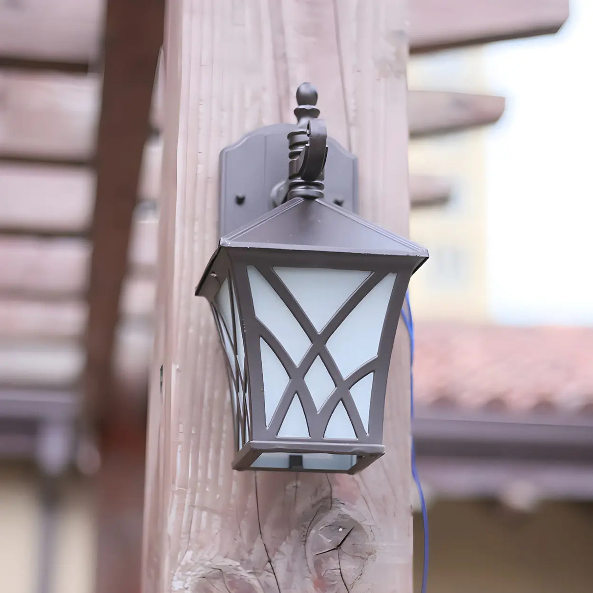 Traditional Square Glass Exterior Dark Coffee Wall Light Image - 5