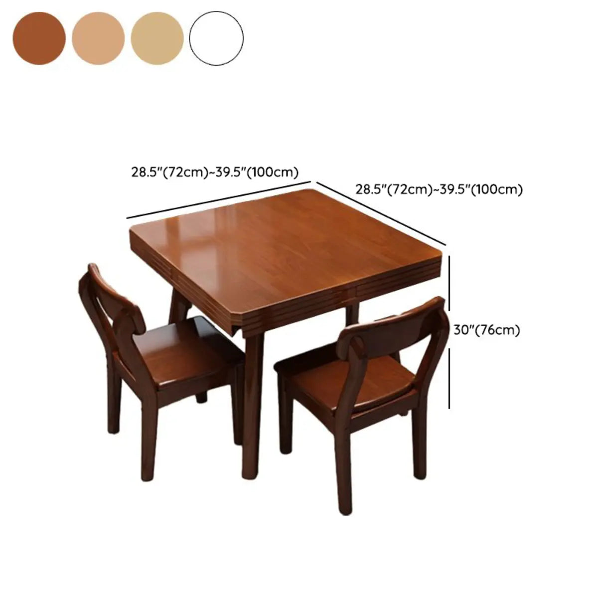 Traditional Square Rubberwood Dining Table Natural Drop Leaf 