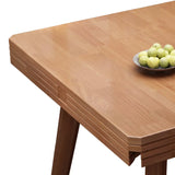 Traditional Square Rubberwood Dining Table Natural Drop Leaf Image - 8