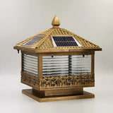 Traditional Square Solar Lantern Black Outdoor Lamp Image - 10