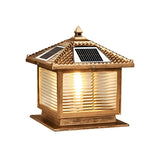 Traditional Square Solar Lantern Black Outdoor Lamp Image - 11