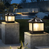 Traditional Square Solar Lantern Black Outdoor Lamp Image - 15