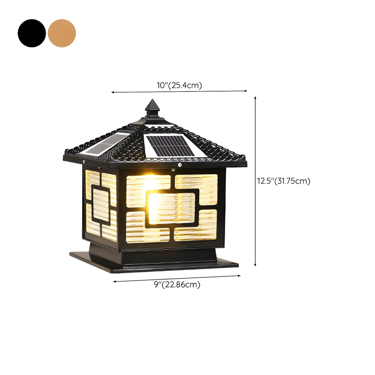 Traditional Square Solar Lantern Black Outdoor Lamp 