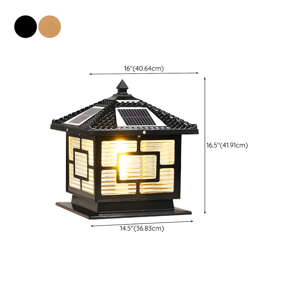 Traditional Square Solar Lantern Black Outdoor Lamp Image - 20