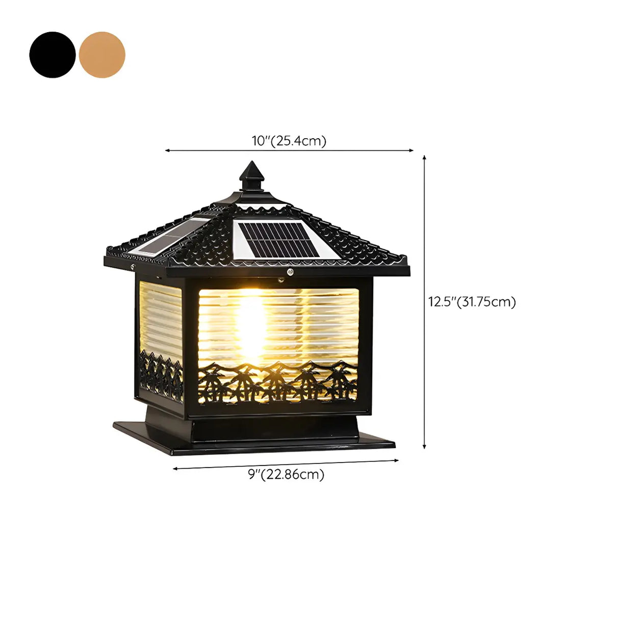 Traditional Square Solar Lantern Black Outdoor Lamp Image - 22