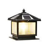 Traditional Square Solar Lantern Black Outdoor Lamp Image - 5