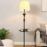 Traditional Standing Barrel Side Table Floor Lamp Image - 2