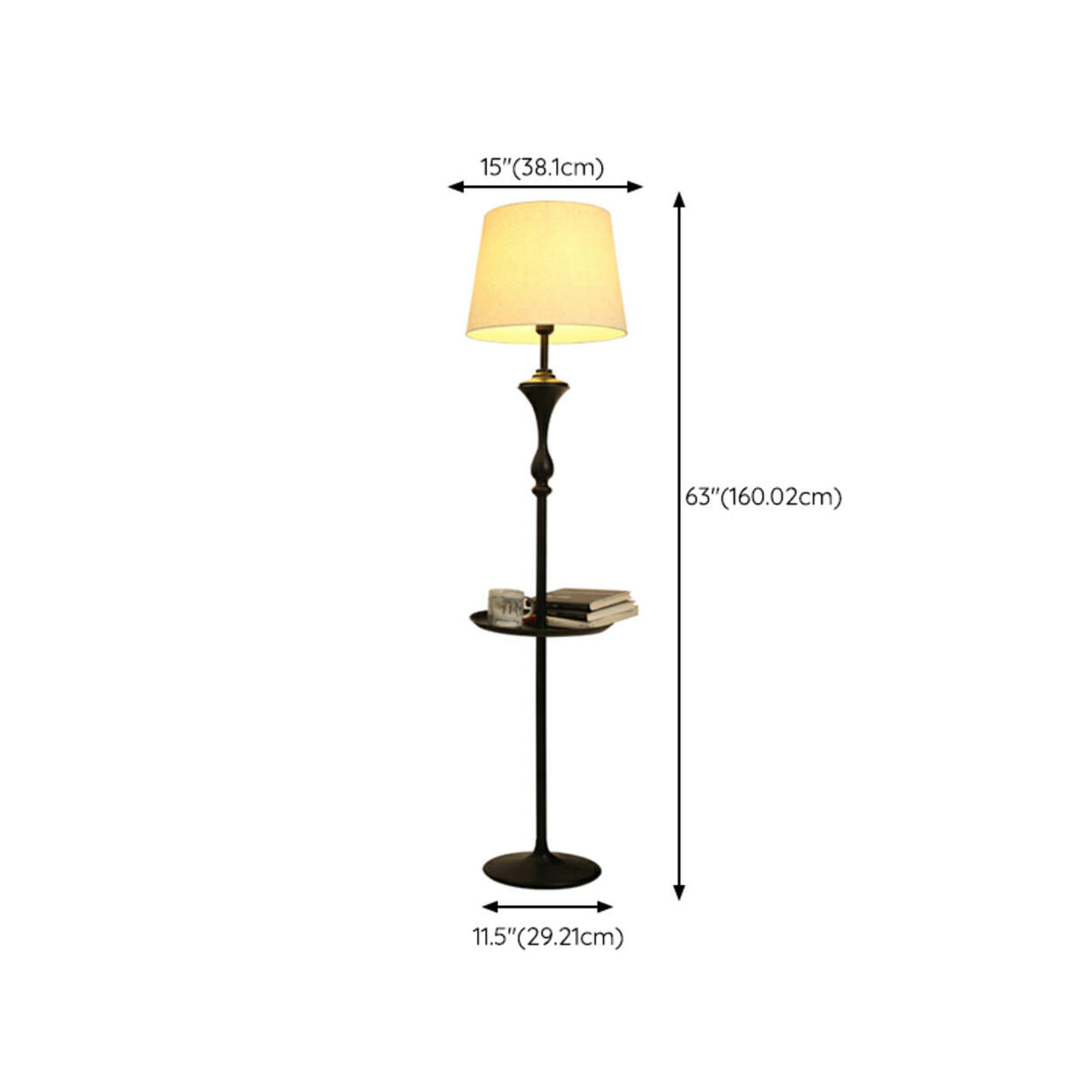 Traditional Standing Barrel Side Table Floor Lamp 