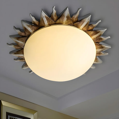 Traditional Sunburst Glass Flush Mount Ceiling Light Image - 1