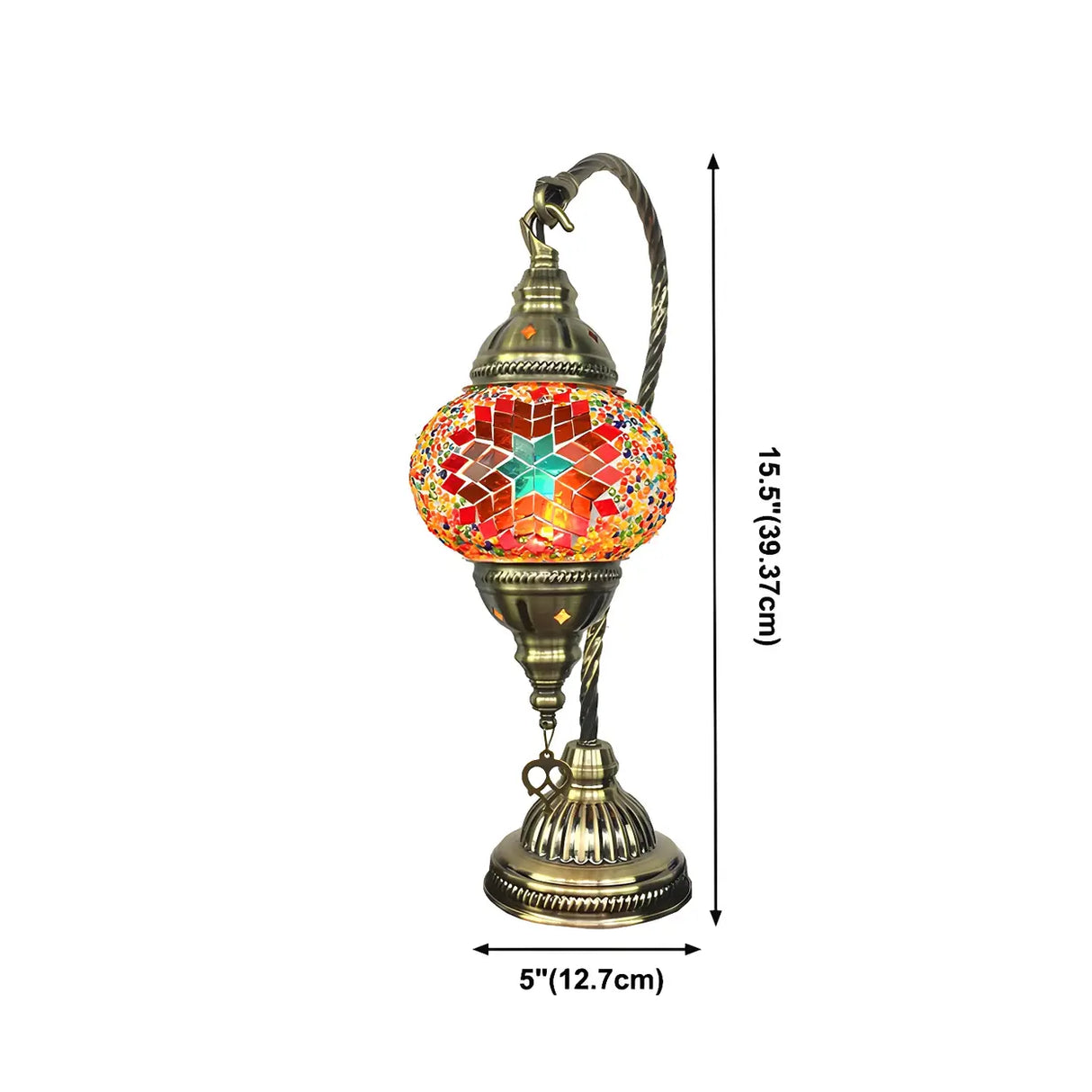 Traditional Turkish Gooseneck Stained Glass Table Lamp 