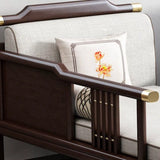 Traditional Upholstered Brown Wood Left-Arm Chaise Image - 9