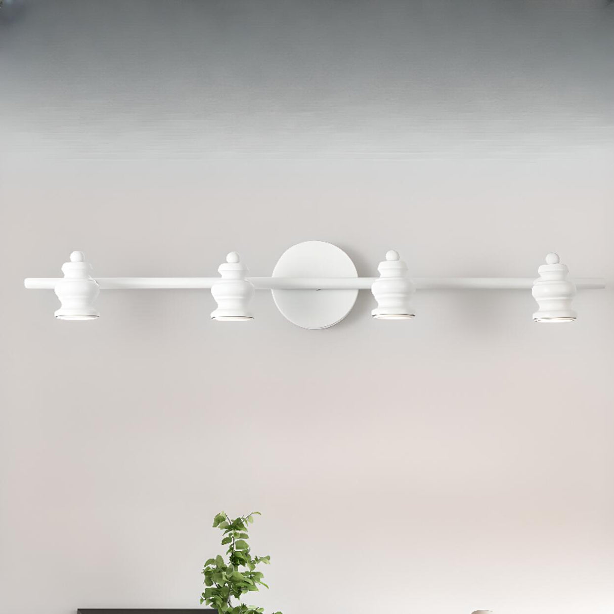 Traditional White 4-Light Bathroom Light Vanity Fixture  Image - 4