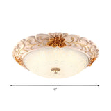 Traditional White-Gold Floral Bowl Flush Mount Light Image - 5