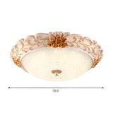 Traditional White-Gold Floral Bowl Flush Mount Light Image - 6