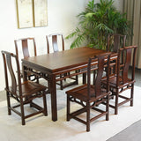 Traditional Wood Rectangle Dining Set with 6 Chairs Image - 2