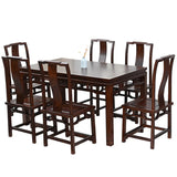 Traditional Wood Rectangle Dining Set with 6 Chairs Image - 7