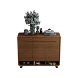 Traditional Wooden Entryway Brown Cabinet Shoe Storage Image - 10