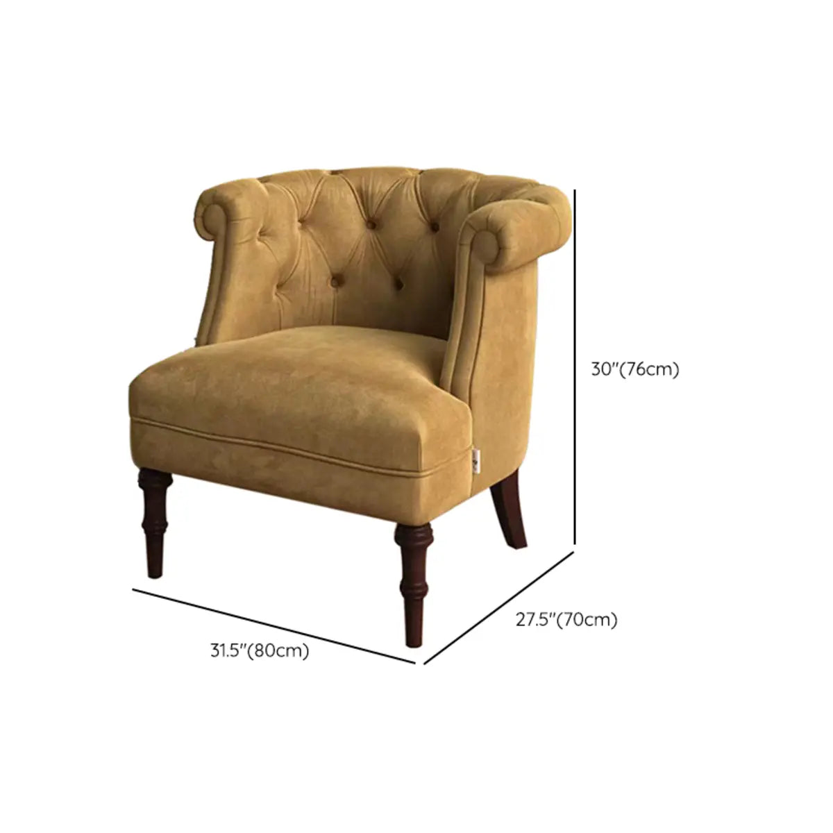 Traditional Yellow Flannel Tufted Back Barrel Chair 