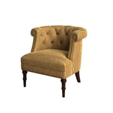 Traditional Yellow Flannel Tufted Back Barrel Chair Image - 2