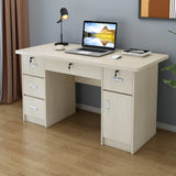 Transitional Ergonomic Wooden Drawers Computer Desk Image - 1