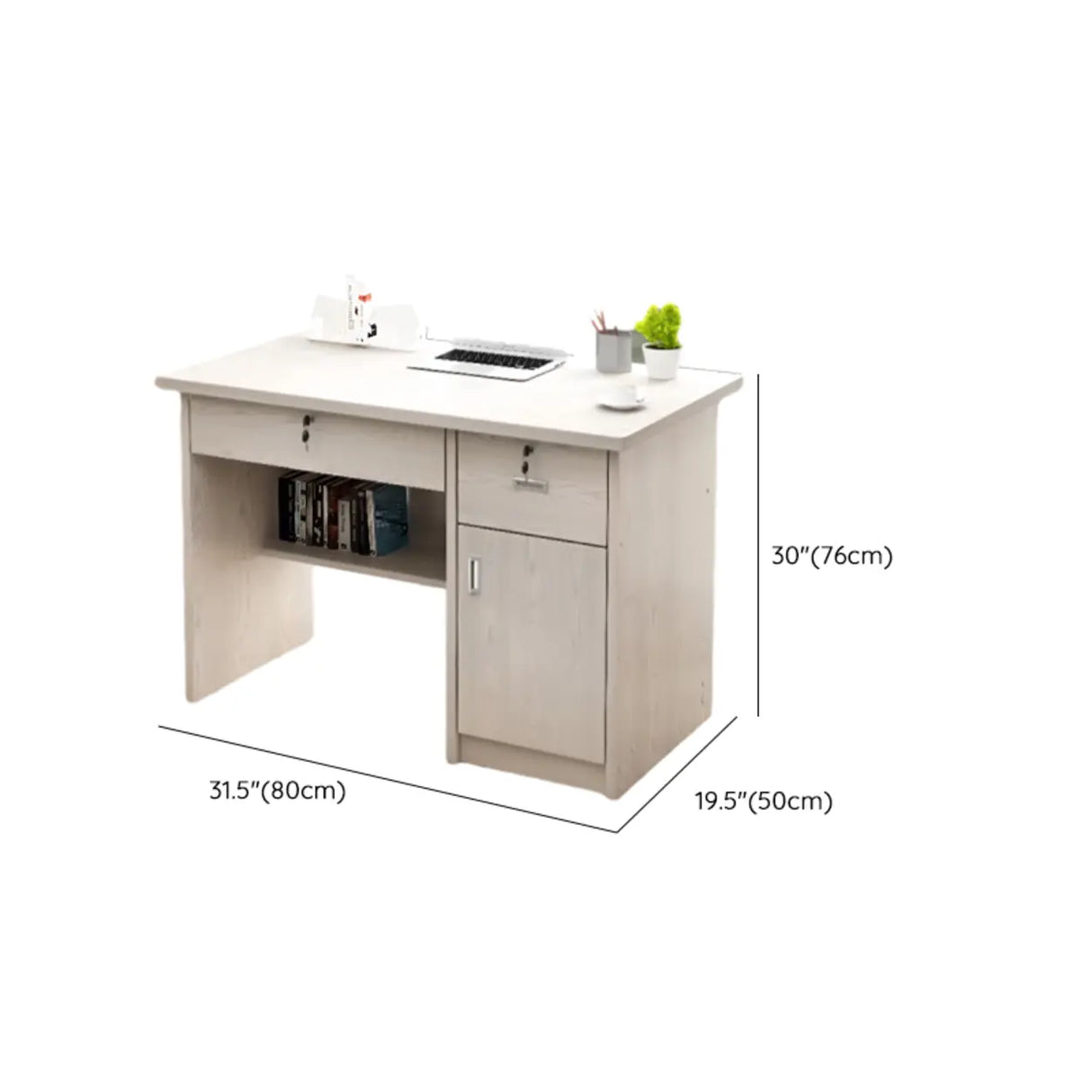 Transitional Ergonomic Wooden Drawers Computer Desk Image - 13