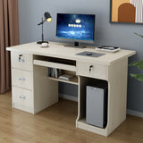 Transitional Ergonomic Wooden Drawers Computer Desk Image - 3