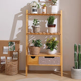 Trapezoid Wood Drawers 3 Tier Floor Storage Plant Stand Image - 21