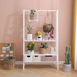 Trapezoid Wood Drawers 3 Tier Floor Storage Plant Stand Image - 7