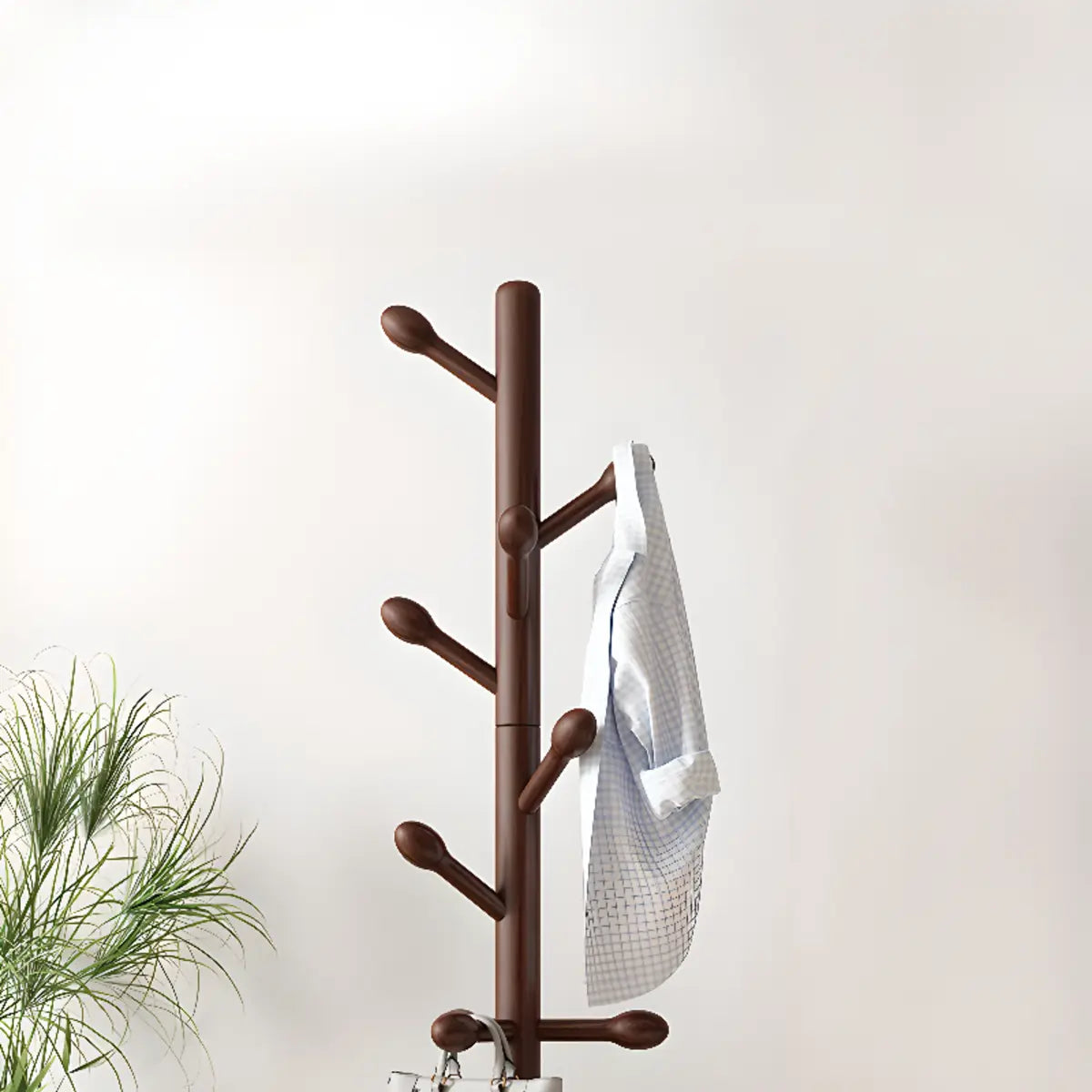 Tree Freestanding Wood Hallway Brown Tall Coat Rack Image - 11