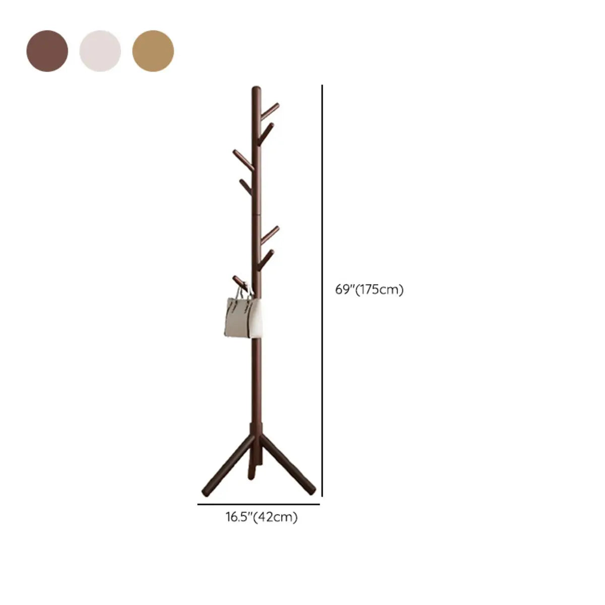 Tree Freestanding Wood Hallway Brown Tall Coat Rack 