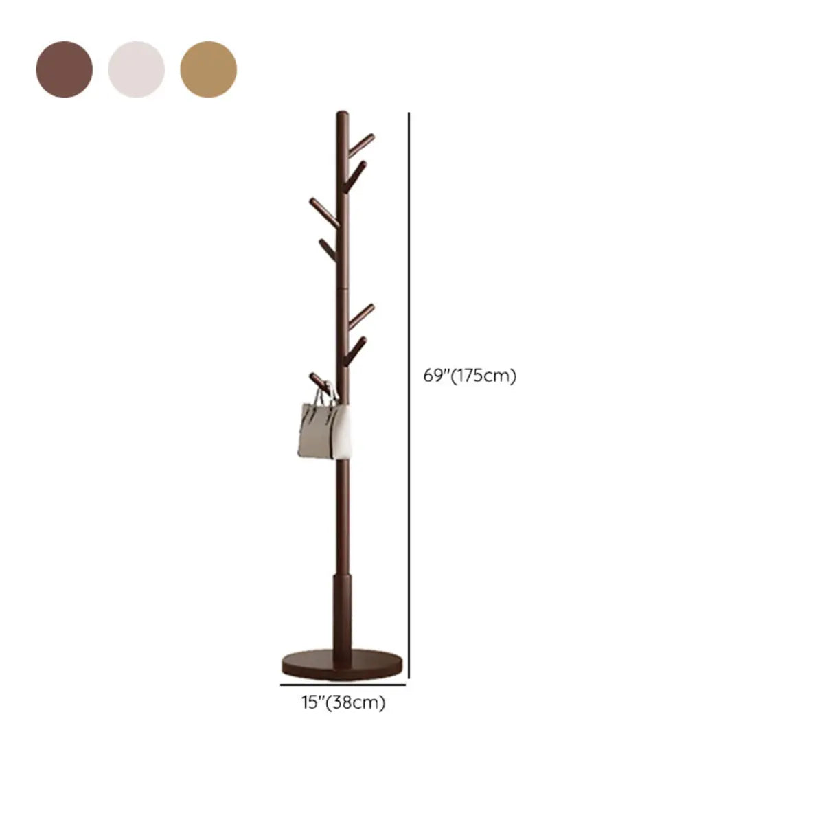 Tree Freestanding Wood Hallway Brown Tall Coat Rack Image - 24