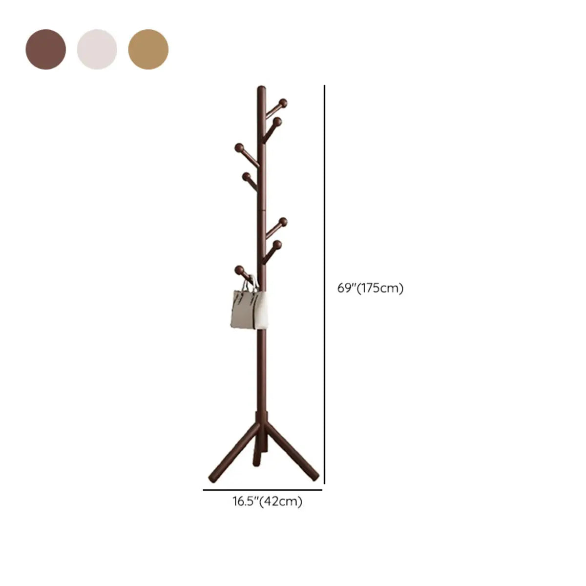 Tree Freestanding Wood Hallway Brown Tall Coat Rack Image - 25