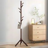 Tree Freestanding Wood Hallway Brown Tall Coat Rack Image - 4