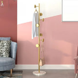 Tree-Shaped Gold Alloy Hooks Coat Rack with Marble Base Image - 11