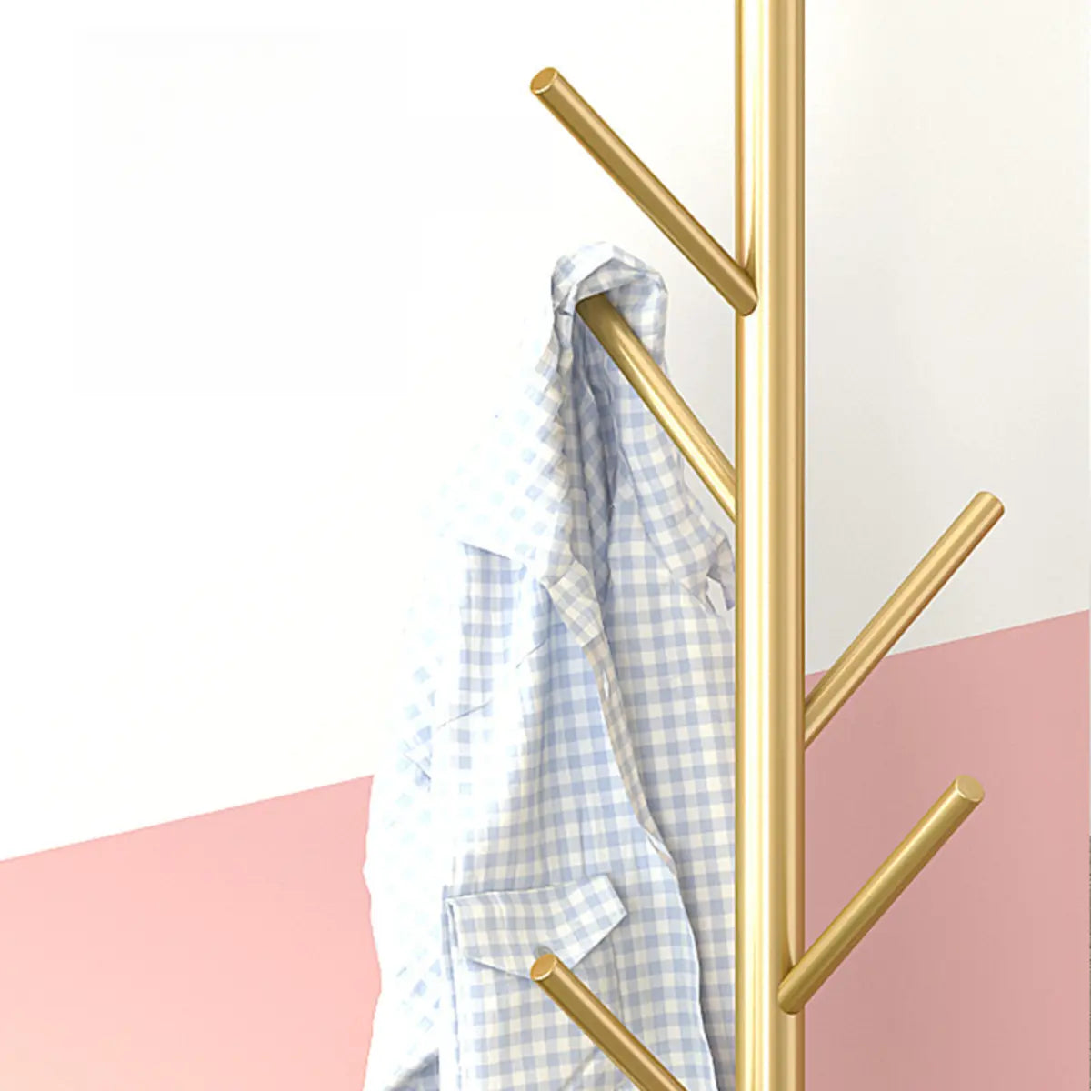 Tree-Shaped Gold Alloy Hooks Coat Rack with Marble Base Image - 21