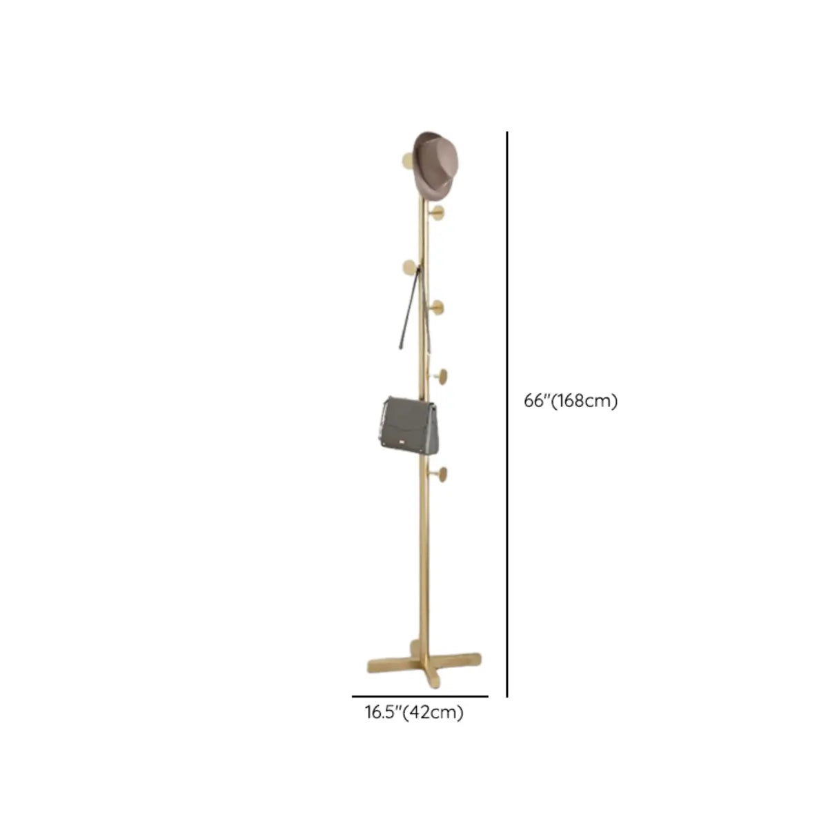 Tree-Shaped Gold Alloy Hooks Coat Rack with Marble Base Image - 26