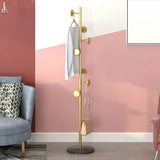 Tree-Shaped Gold Alloy Hooks Coat Rack with Marble Base Image - 8