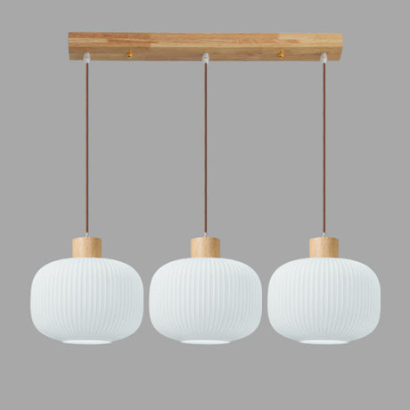 Trendy 3-Light Lantern Wooden Island Pendant Light Image - 2