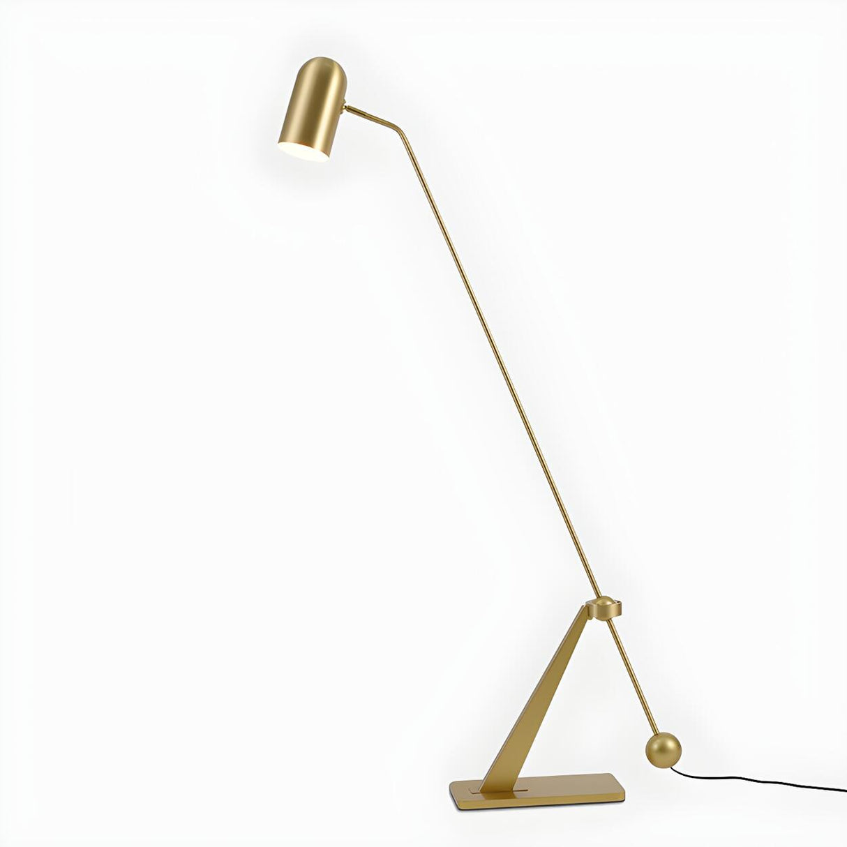 Trendy Adjustable Cylinder Gold Metal LED Floor Lamp Image - 7