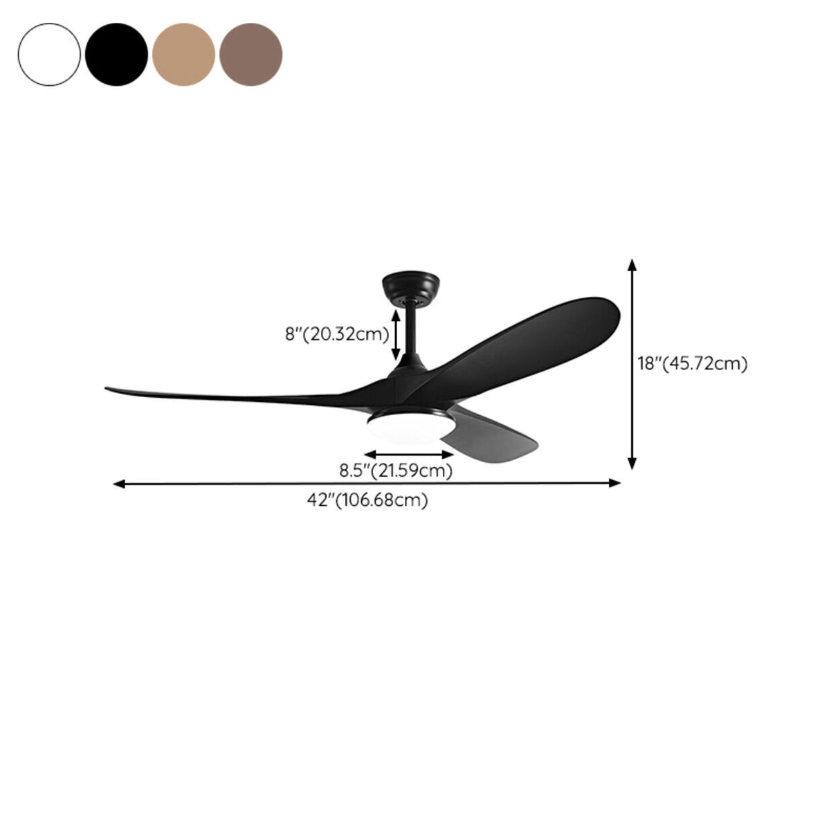 Trendy Adjustable Downrod 3 Blades Ceiling Fan Light 