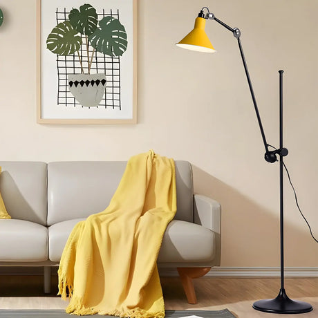 Trendy Adjustable Metal Yellow Reading Floor Lamp Image - 1