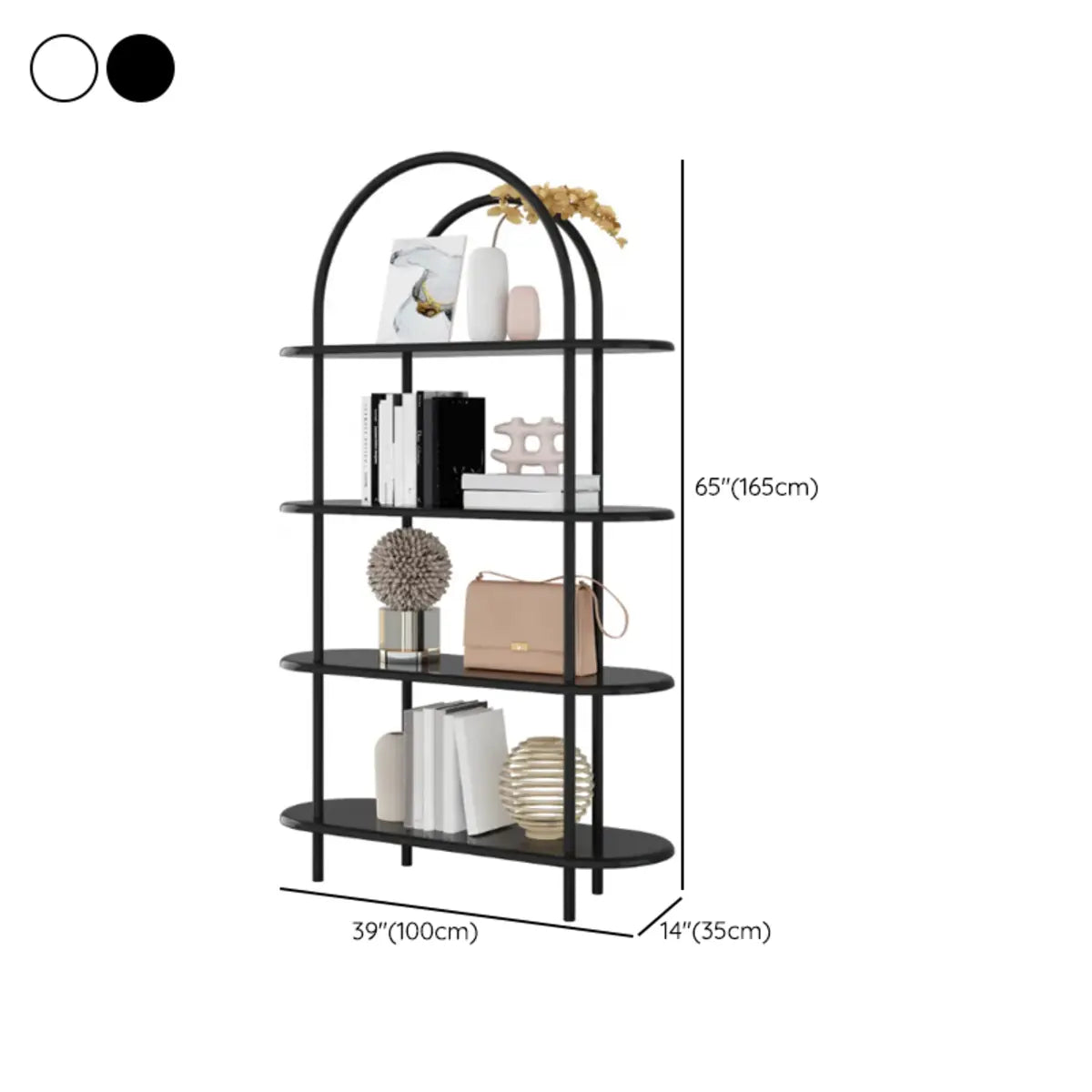 Trendy Arched Metal Frame 4-Shelf  Display Bookshelf 