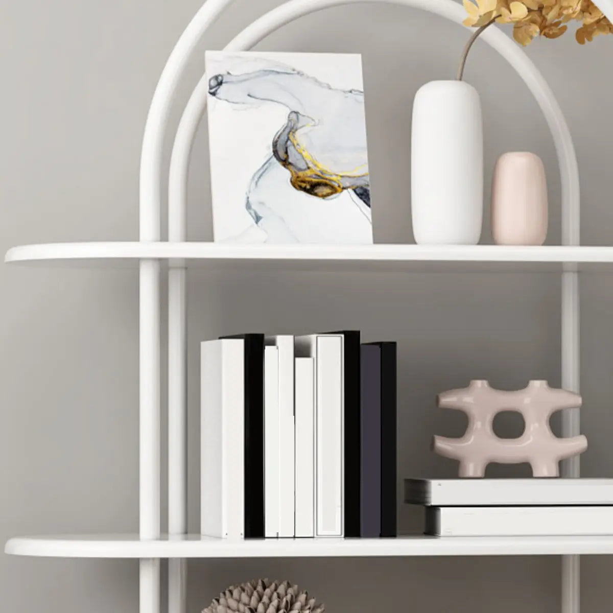 Trendy Arched Metal Frame 4-Shelf  Display Bookshelf Image - 8