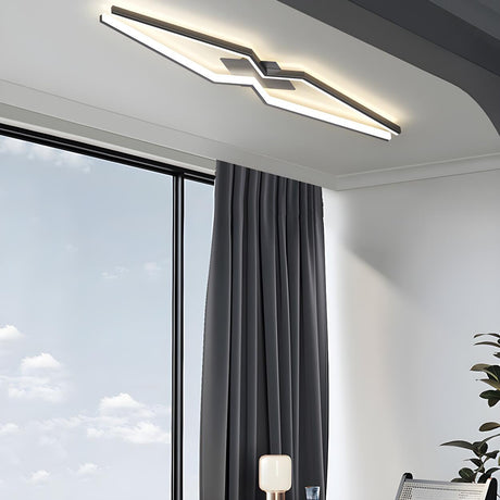 Trendy Balcony Black Linear Flush Mount Light 2-Light Image - 1