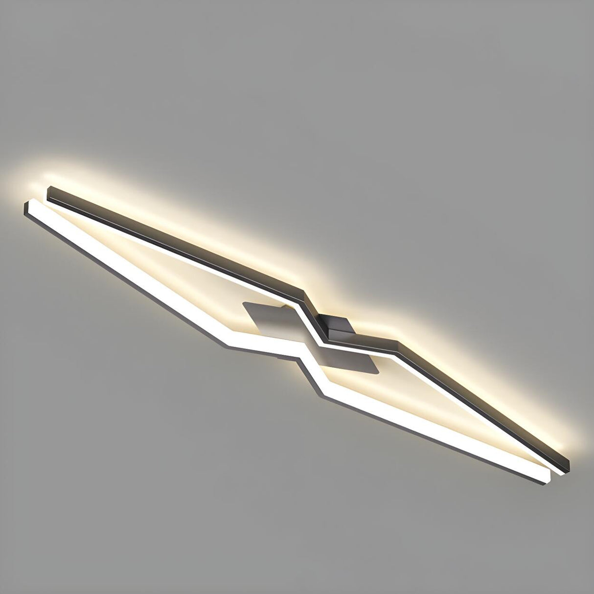 Trendy Balcony Black Linear Flush Mount Light 2-Light Image - 13