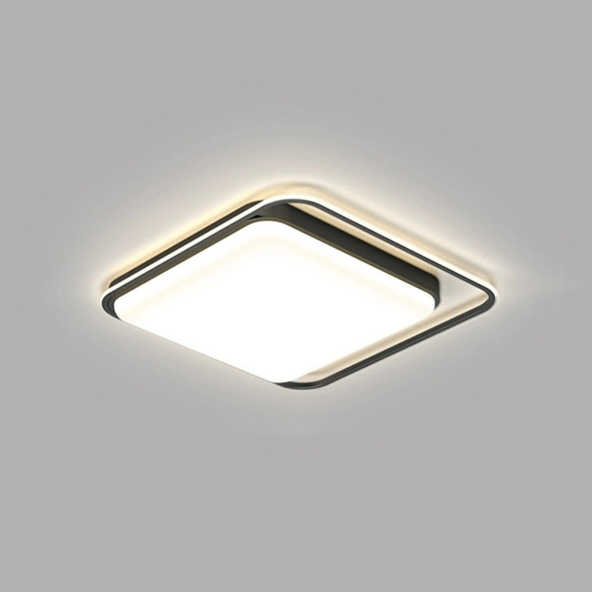 Trendy Bedroom Black Square LED Flush Mount Light Image - 2